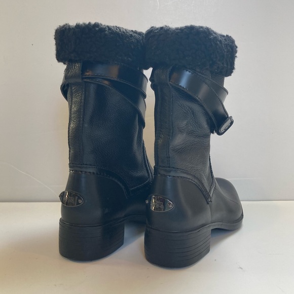 Coach “Zena” Shearling Moto Boots Size 7 in Black - Picture 4 of 12